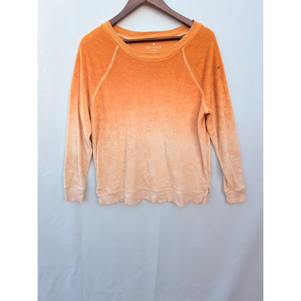 American Eagle Soft & Sexy Terry Sweatshirt Peach Cozy Lounge Pullover M